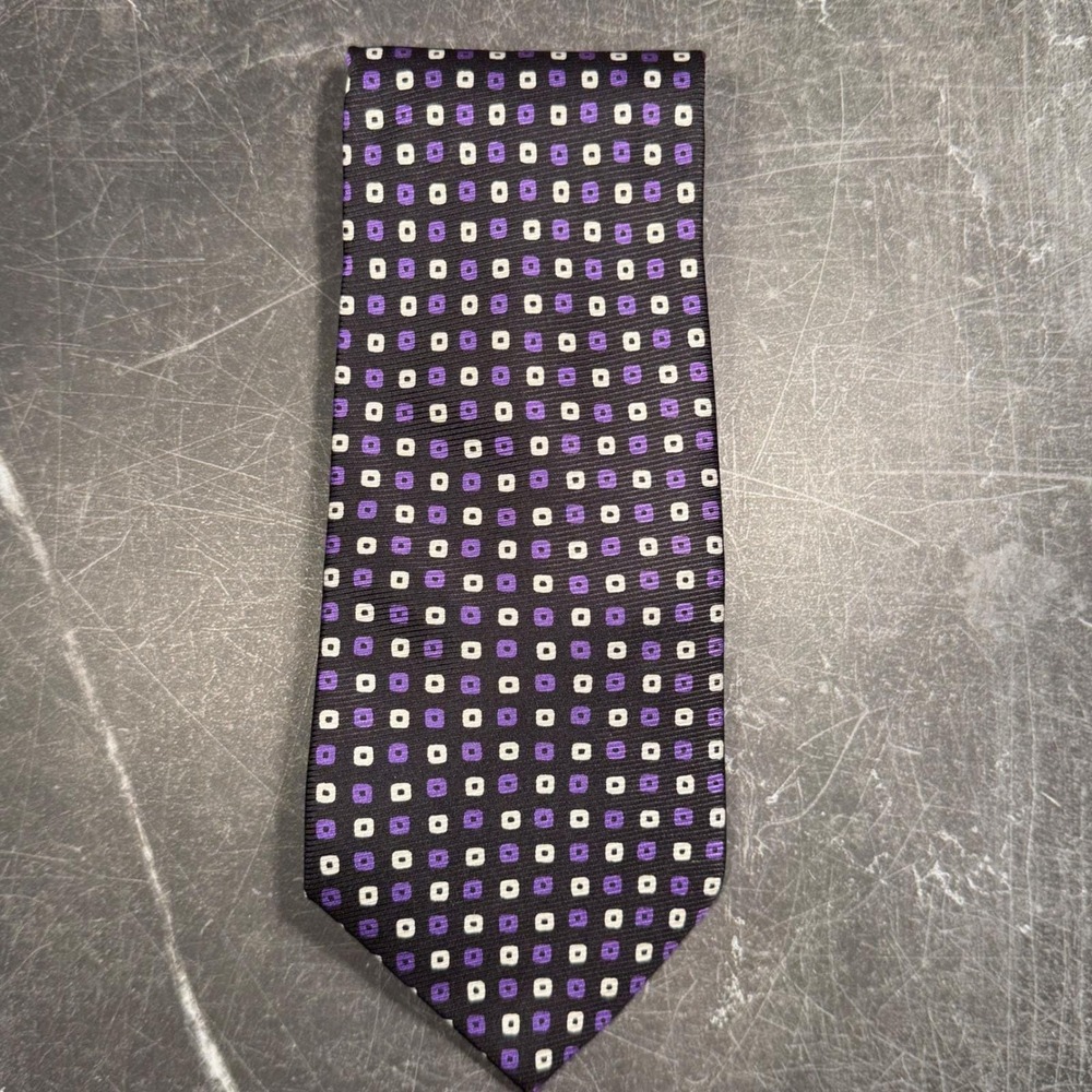 Mens Tie | Lauren Ralph Lauren | Purple White Geometric Square Silk Black 2026